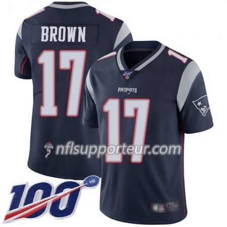 Maillot Homme New England Patriots Antonio Brown 17 Nike Navy Bleu 100th